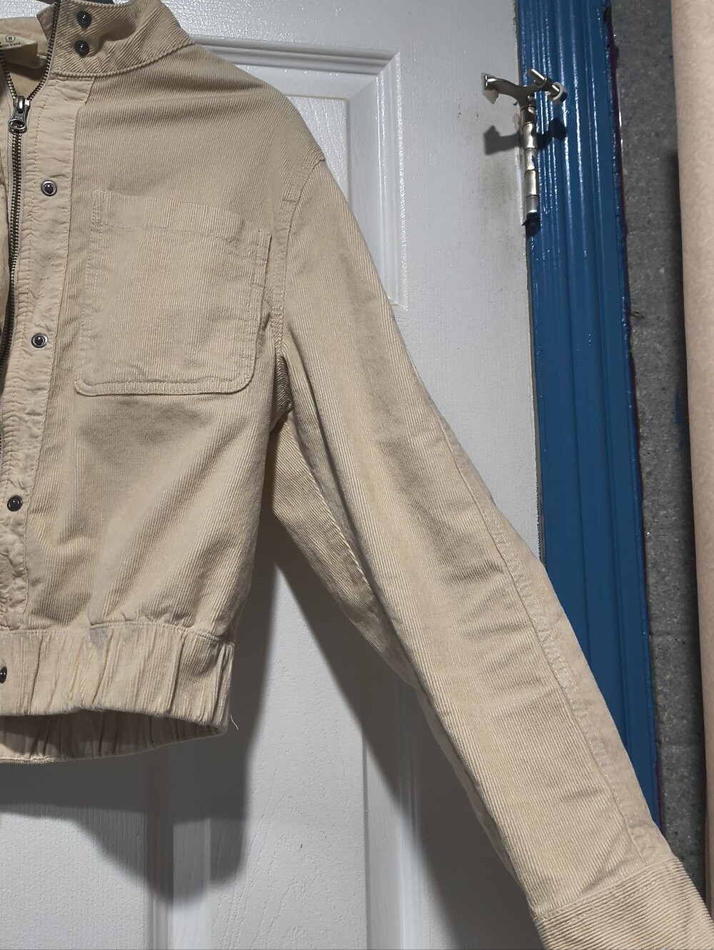 Pact Organic Cotton Corduroy Cropped Bomber Utility Jacket Beige - Size M - Picture 6 of 14